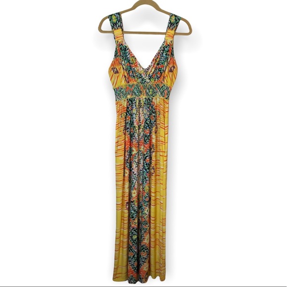 eei New York Vibrant Abstract Printed Vacation Maxi Dress Size 10 - Picture 2 of 11